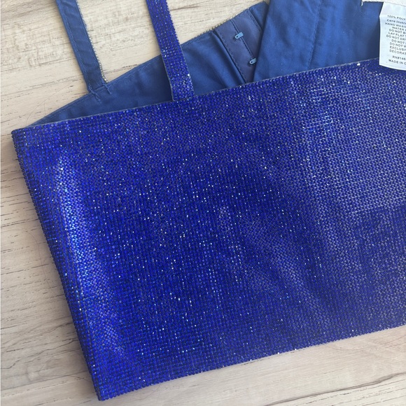 Colbalt Blue Rhinestone Crop Top - Picture 3 of 8